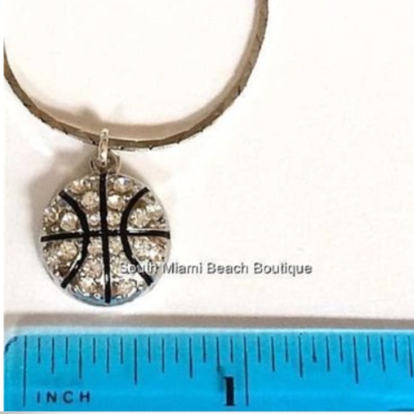 Silver Crystal Basketball Necklace Sports Mom 19" Ball Plated USA Seller - Picture 8 of 9
